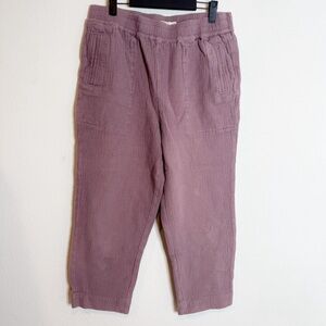 Madewell mauve purple boho linen style stretch waffle pants size TL